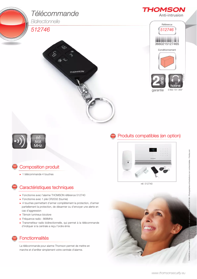 Page 1 de la notice Fiche technique Thomson 512746