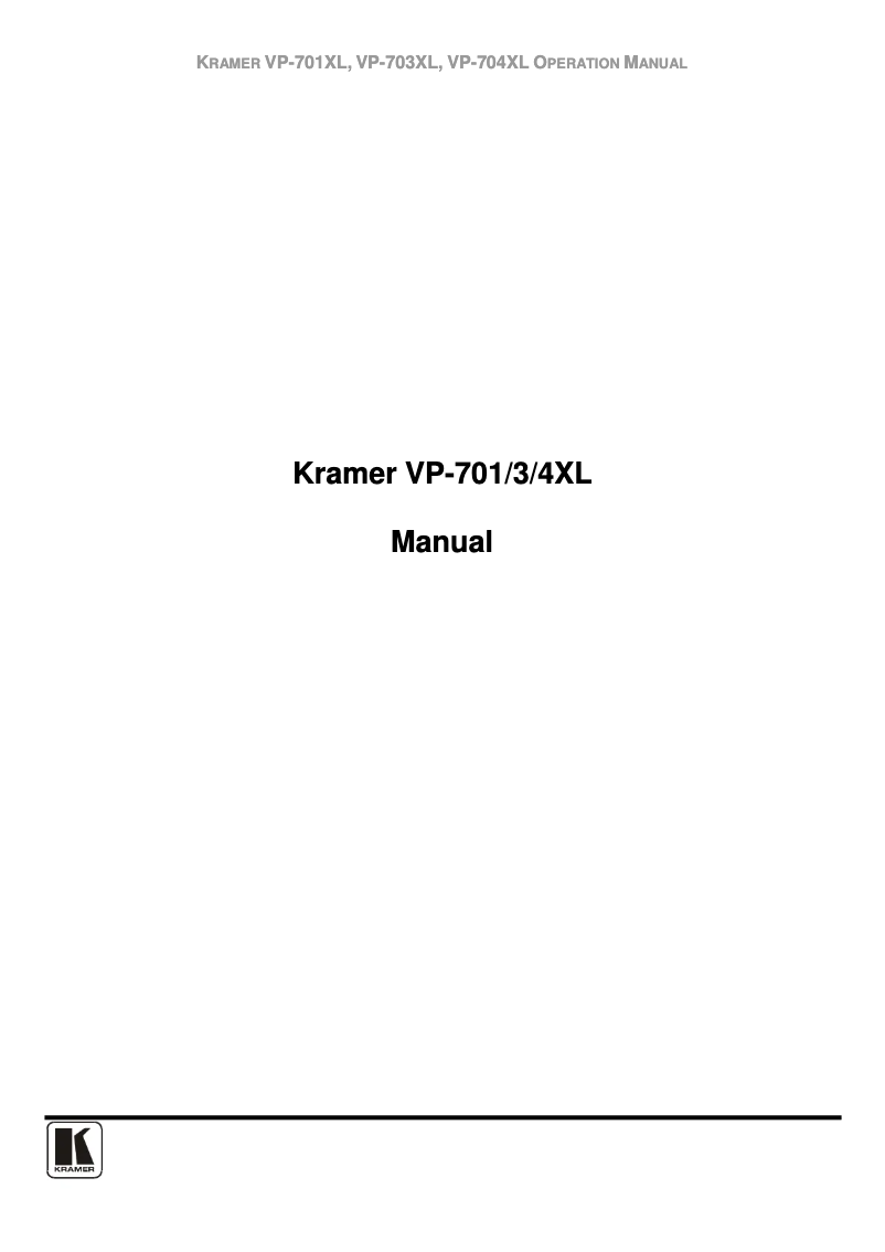 Página 1 del manual Manual de usuario Kramer VP-701XL