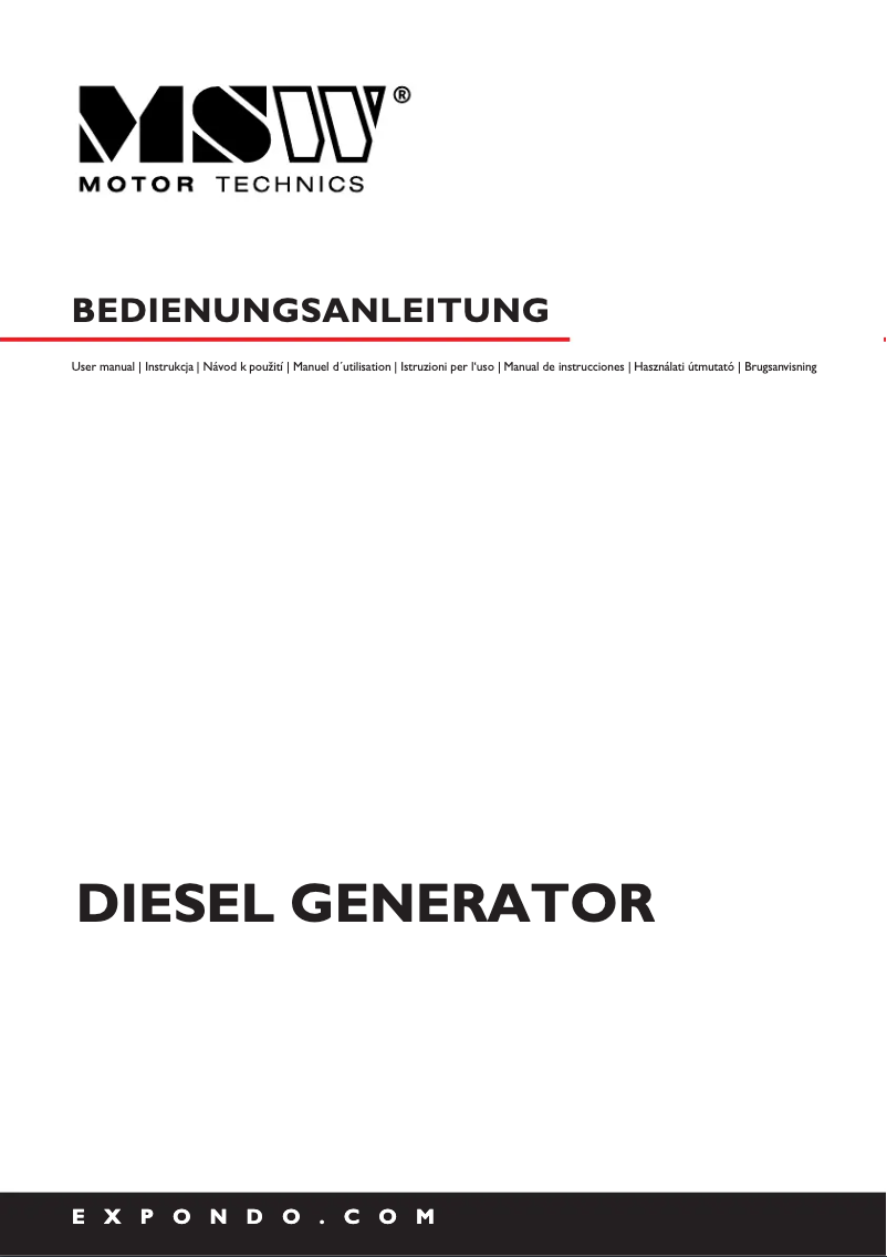 Page n°1 - Manuel utilisateur MSW AVR DG750