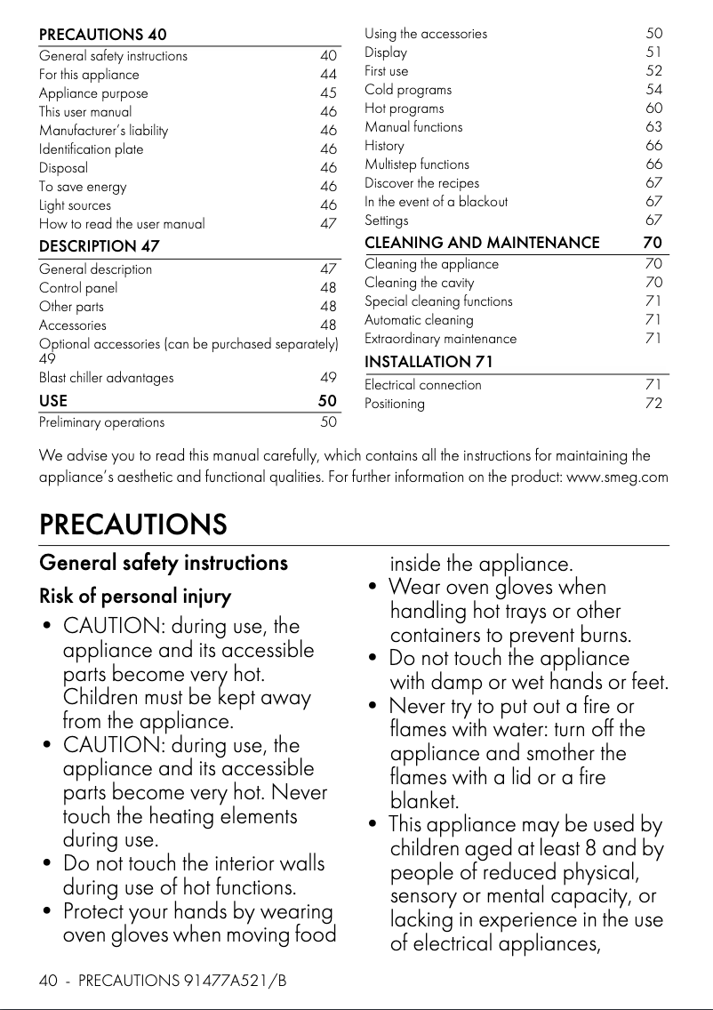 Page 1 de la notice Manuel utilisateur Smeg SBC4104B3