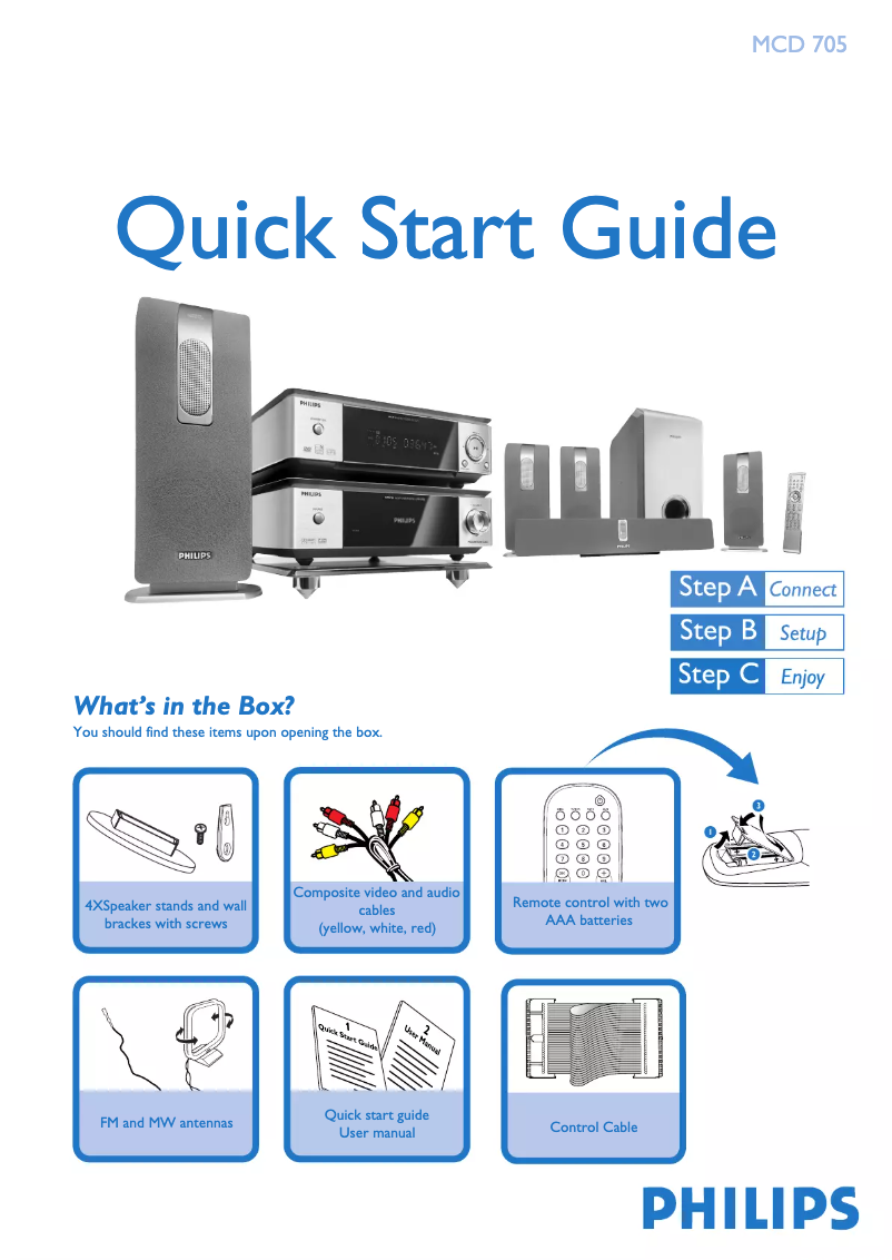 Page 1 de la notice Guide de démarrage rapide Philips MCD705