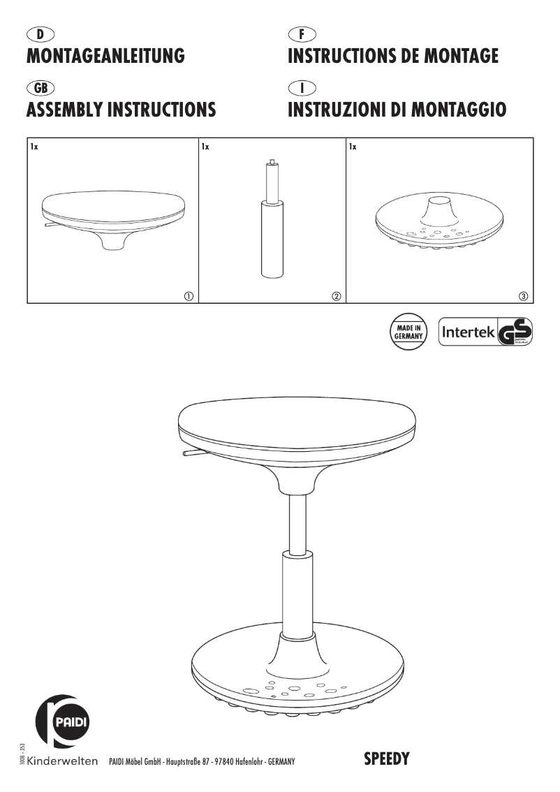 Image de la première page du manuel de l'appareil Speedy