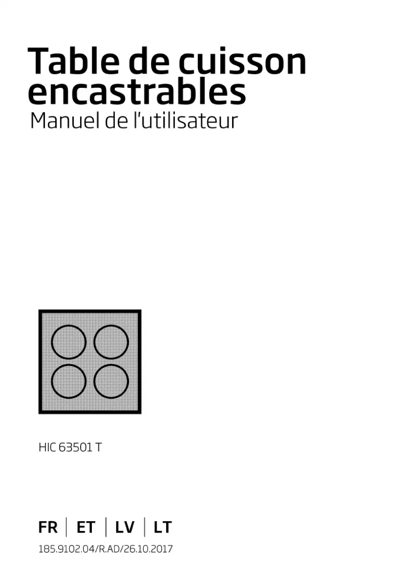 Page n°1 - Manuel utilisateur Beko HIC 63501 T