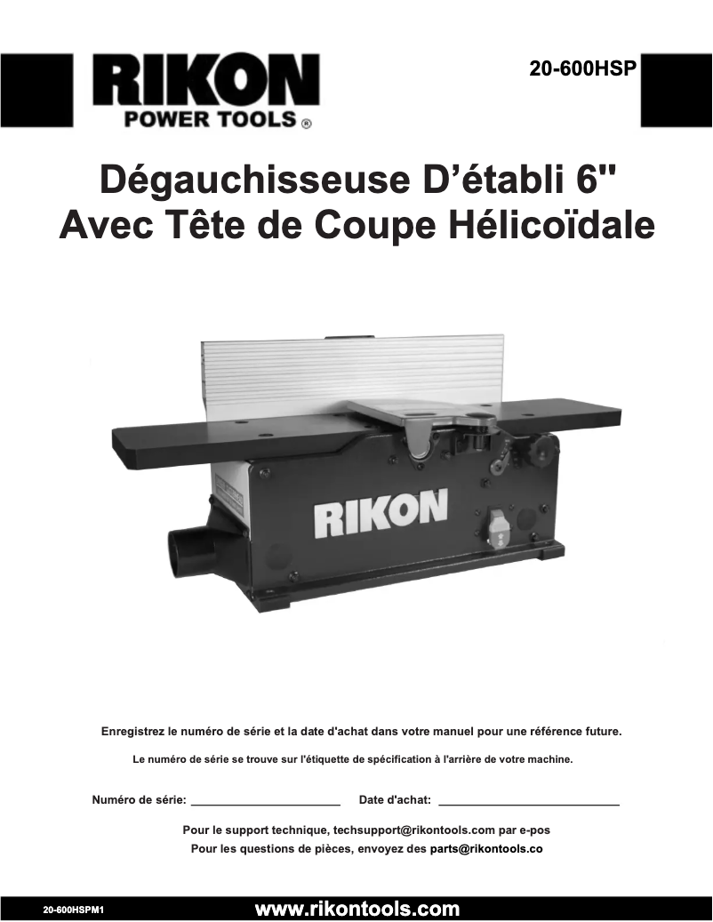 Page 1 de la notice Manuel utilisateur RIKON 20-600HSP