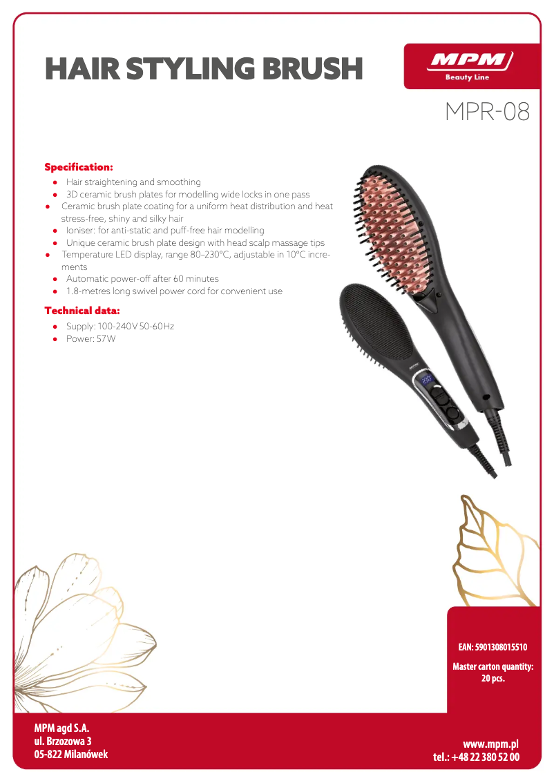 Page 1 de la notice Fiche technique MPM MPR-08