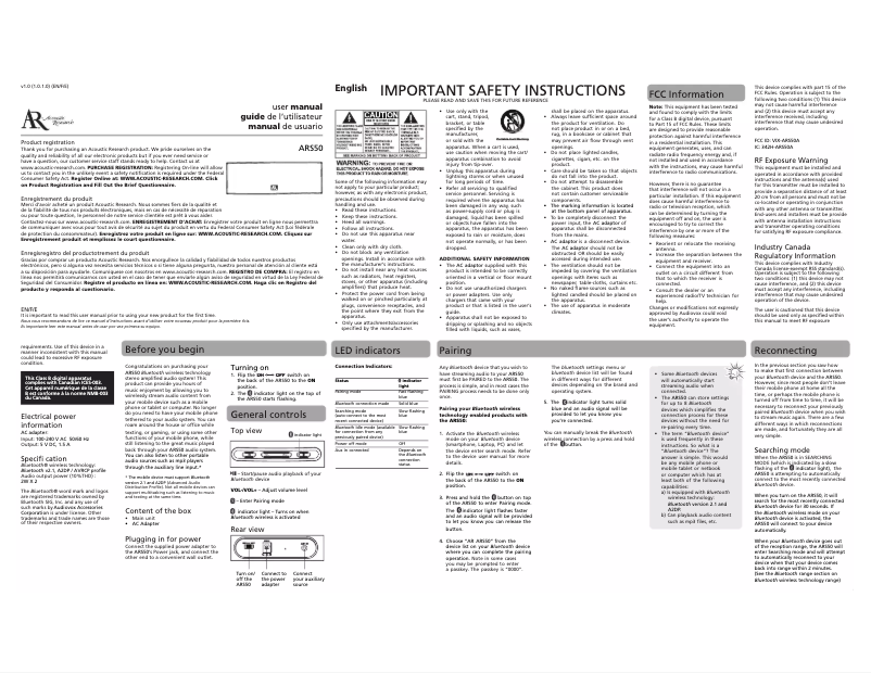 Imagen de la primera página del manual del dispositivo ARS50