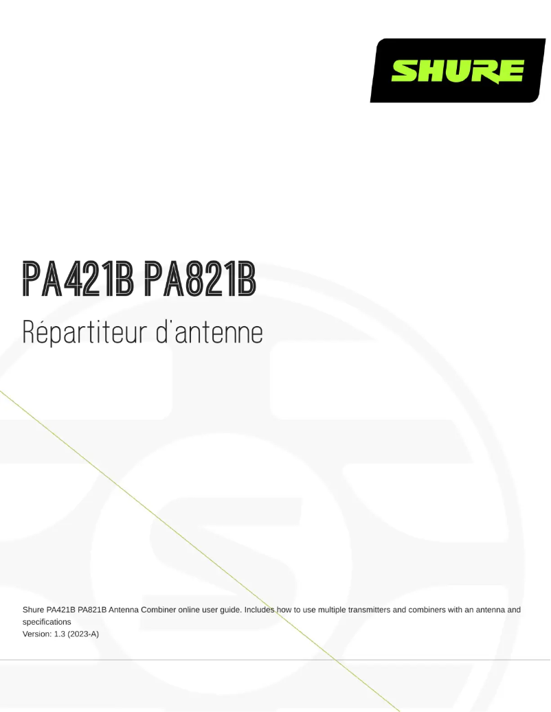 Page n°1 - Manuel utilisateur Shure PA421B