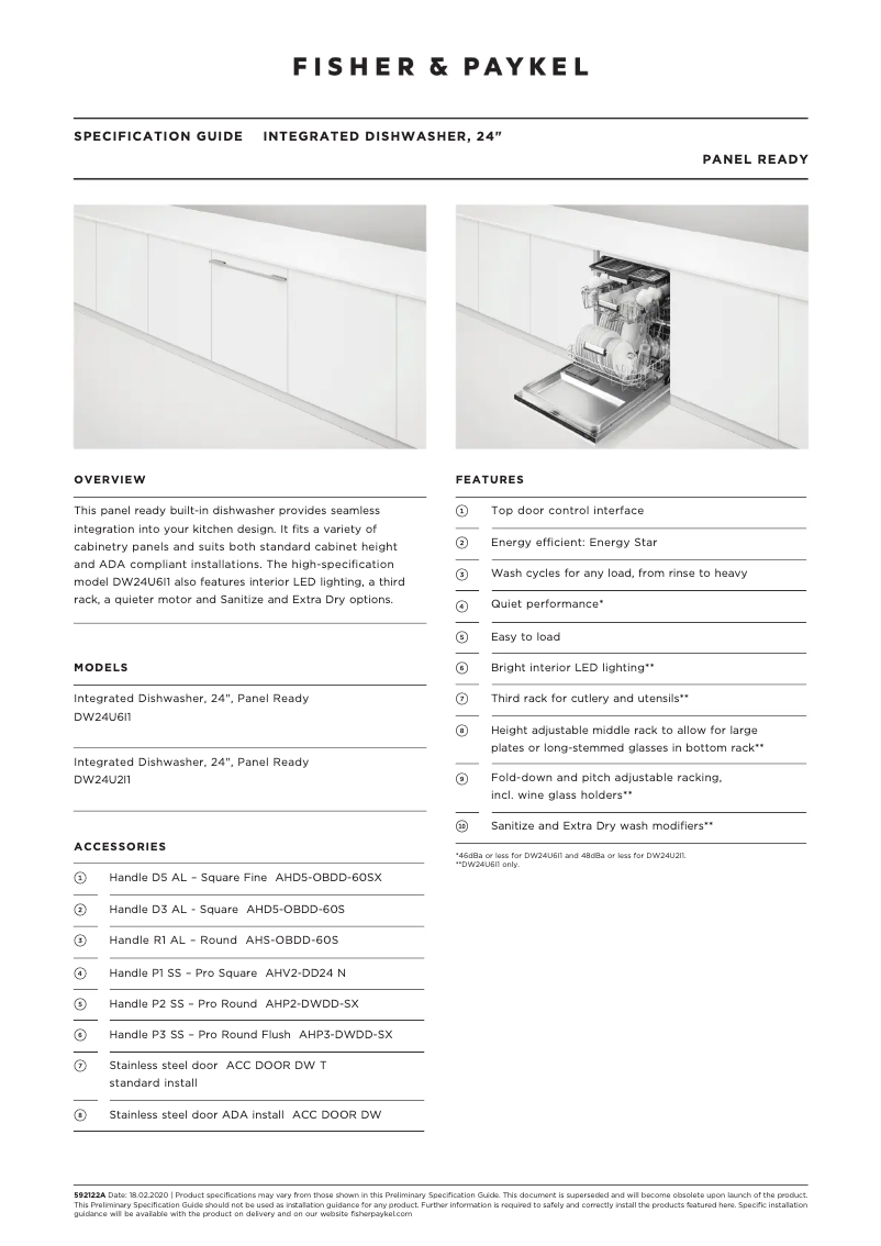 Page n°1 - Fiche technique Fisher & Paykel DW24U2I1