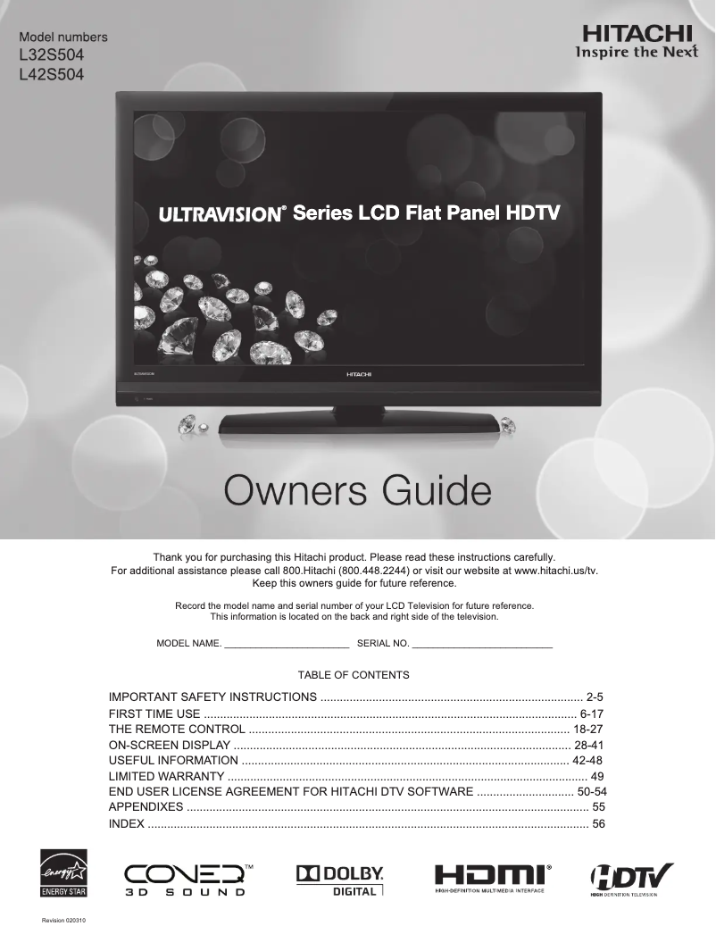 Image de la première page du manuel de l'appareil L32S504