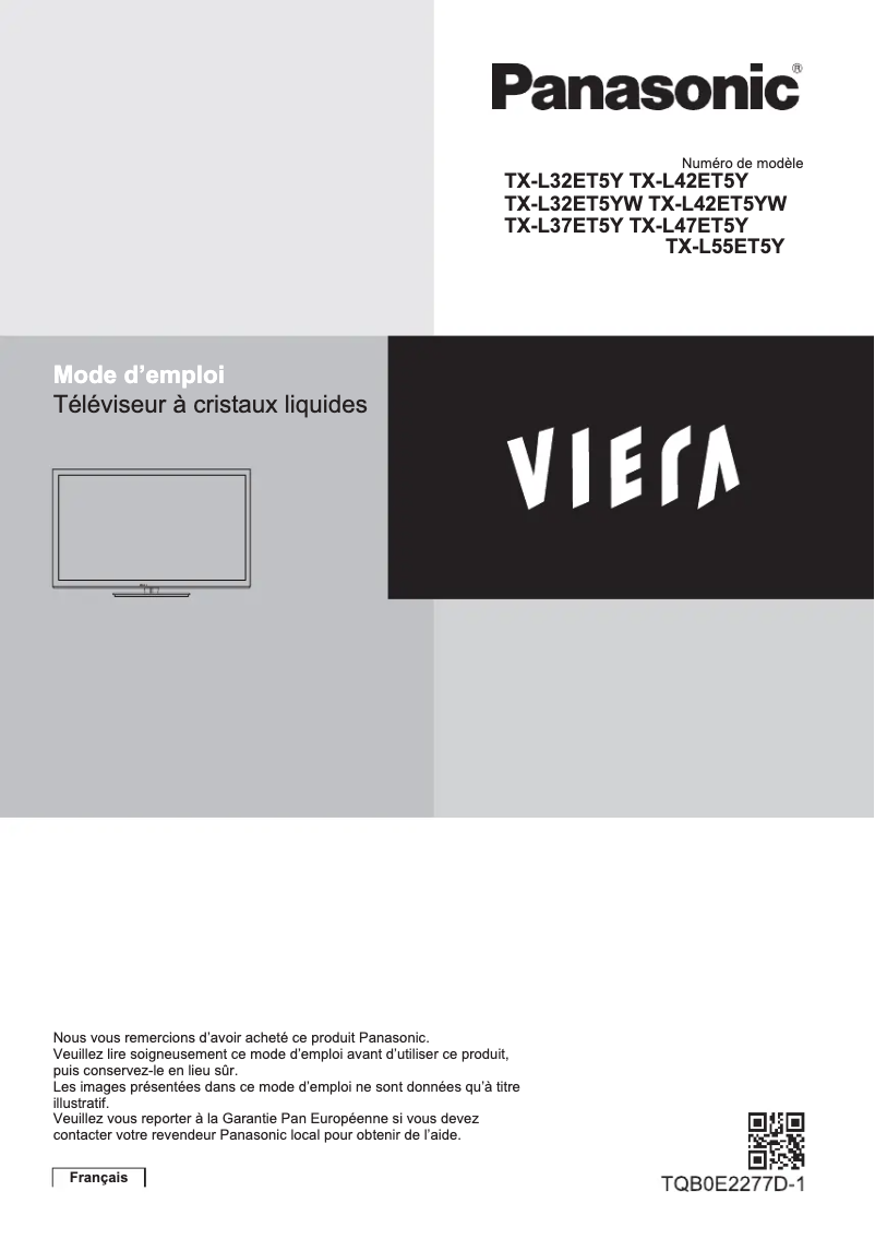 Page 1 de la notice Manuel utilisateur Panasonic Viera TX-L42ET5YW
