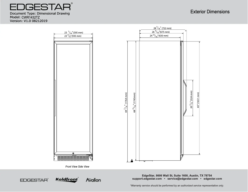Página 1 del manual Ficha técnica EdgeStar CWR1432TZ