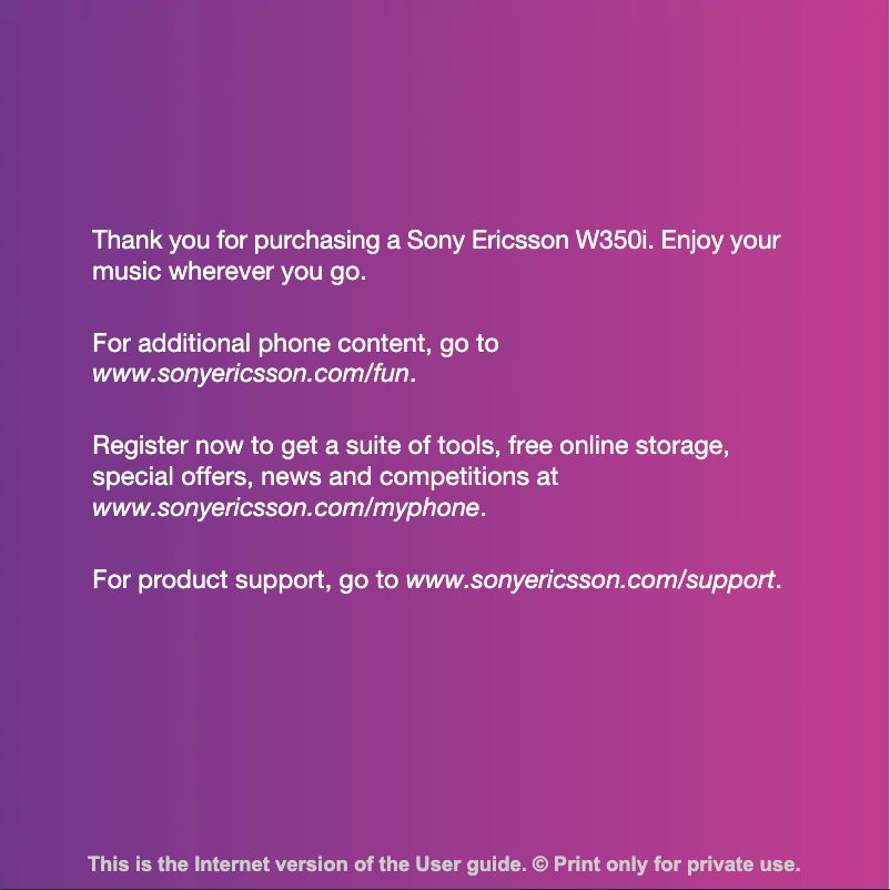 Image de la première page du manuel de l'appareil W350i