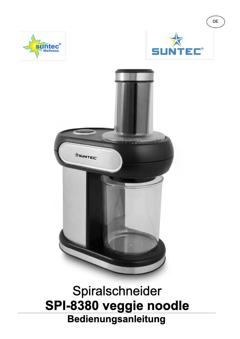 Page 1 de la notice Manuel utilisateur Suntec SPI-8380 Veggie Noodle