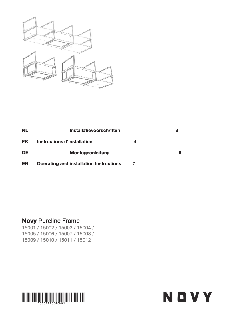 Page n°1 - Manuel utilisateur Novy Pureline Frame 15011