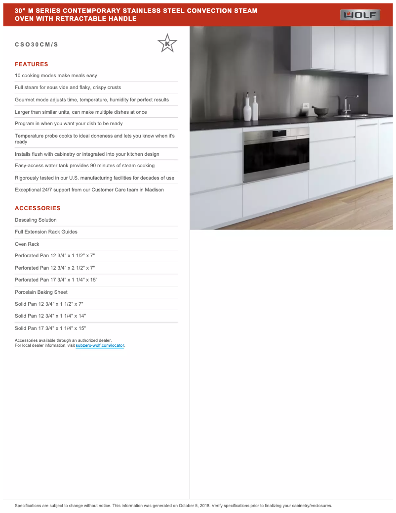 Página 1 del manual Ficha técnica Wolf M Series CSO30CM/S