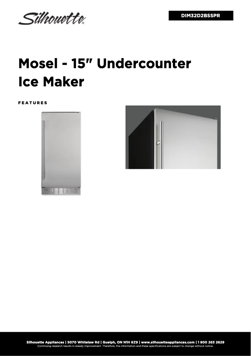 Page n°1 - Fiche technique Danby Silhouette DIM32D2BSSPR