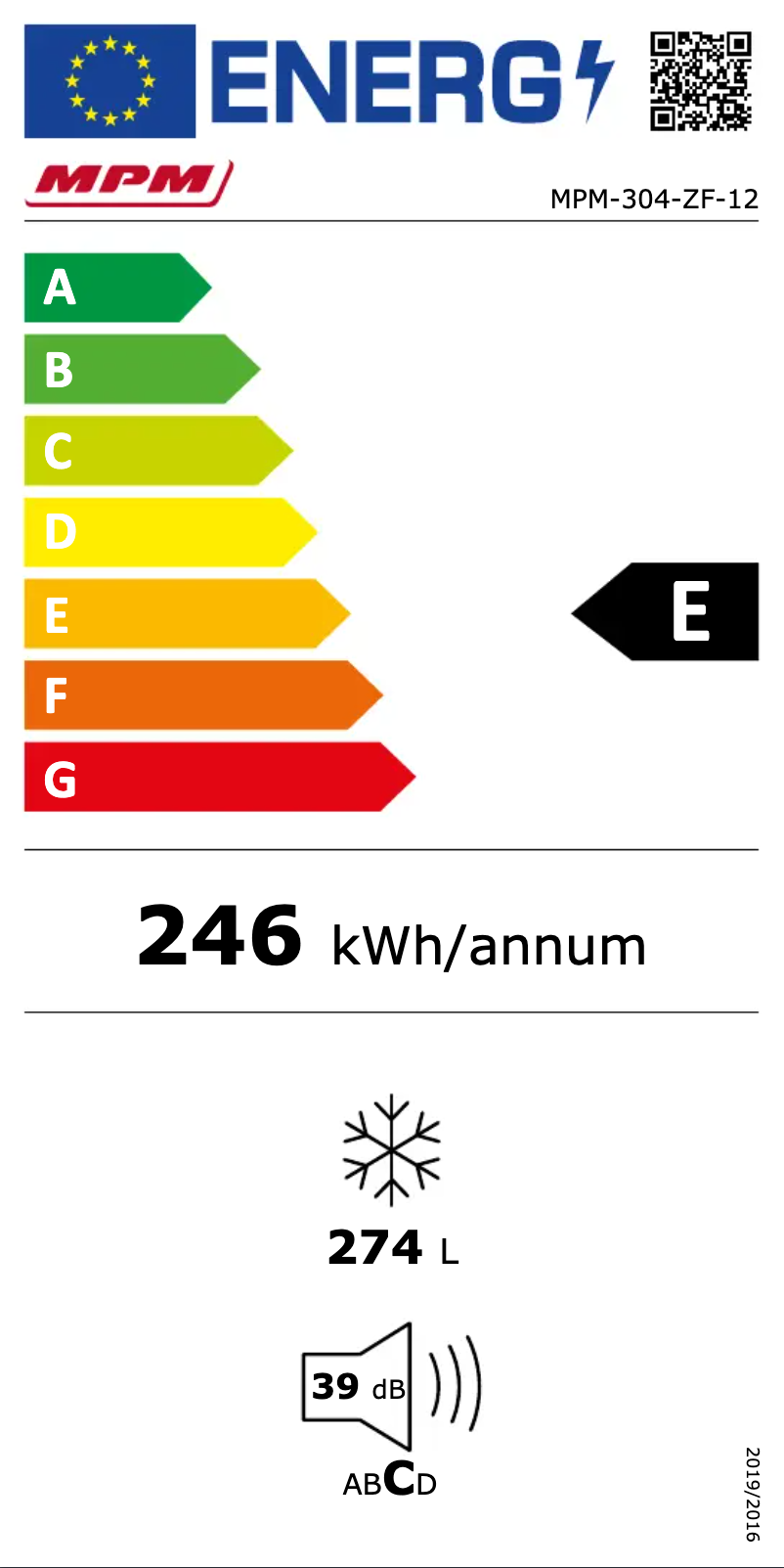 Page n°1 - Label énergétique MPM MPM-304-ZF-12