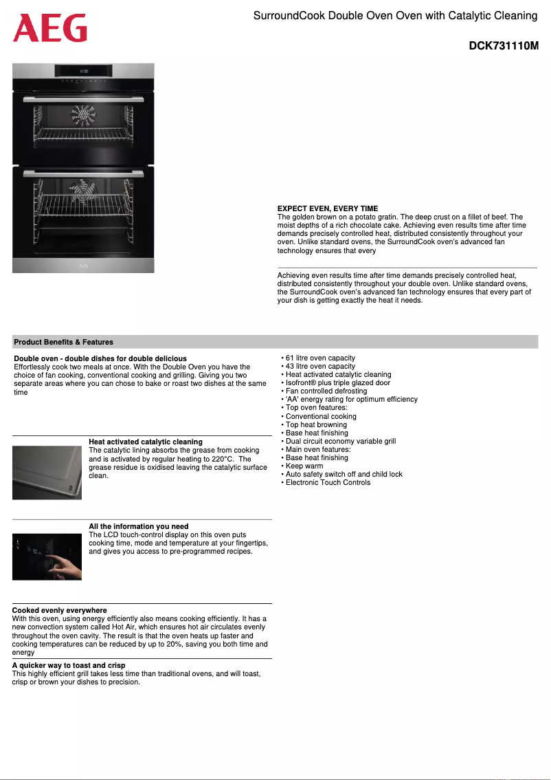 Page n°1 - Fiche technique AEG DCK731110M