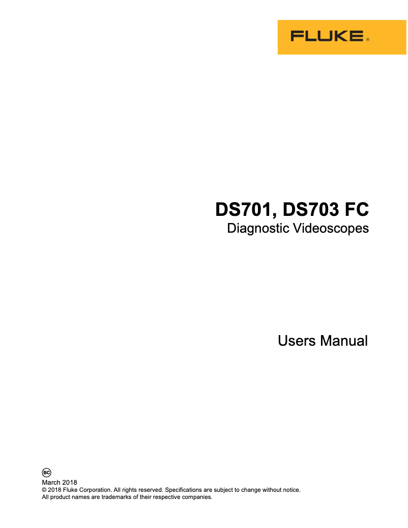 Page 1 de la notice Manuel utilisateur Fluke DS703 FC