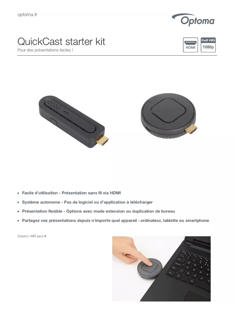 Image de la première page du manuel de l'appareil QuickCast starter kit