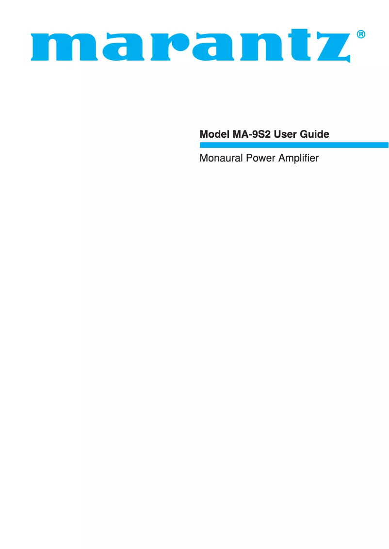 Page 1 of the manual User Manual Marantz MA-9S2