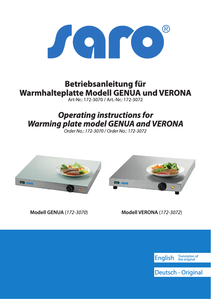 Page n°1 - Manuel utilisateur Saro GENUA 172-3070