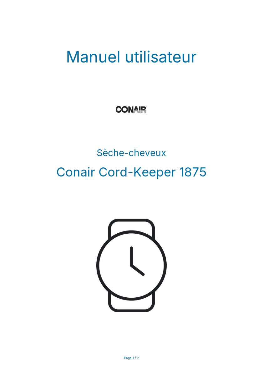 Image de la première page du manuel de l'appareil Cord-Keeper 1875