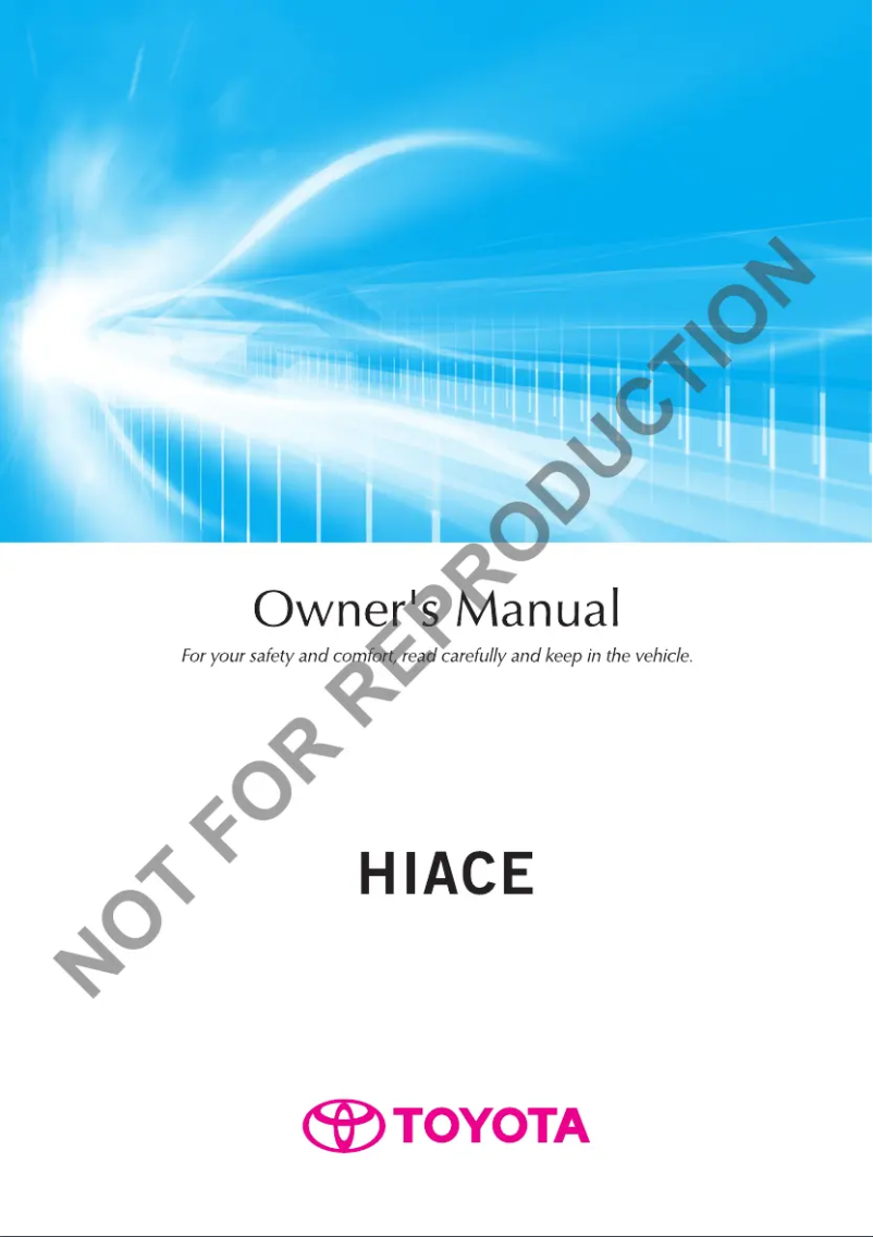 Page 1 de la notice Manuel utilisateur Toyota HiAce (2014)