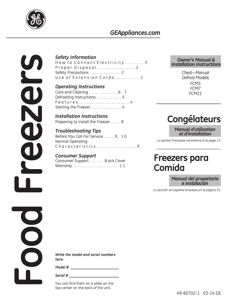 Image de la première page du manuel de l'appareil FCM7SUWW