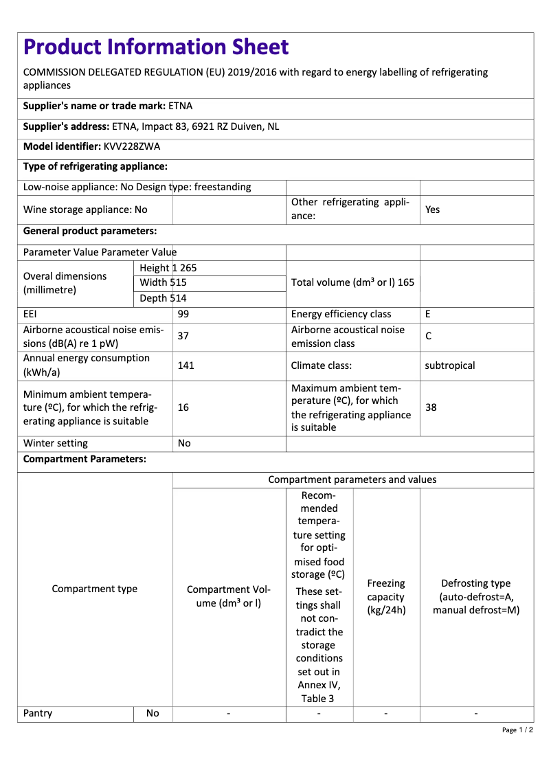 Image de la première page du manuel de l'appareil KVV228ZWA