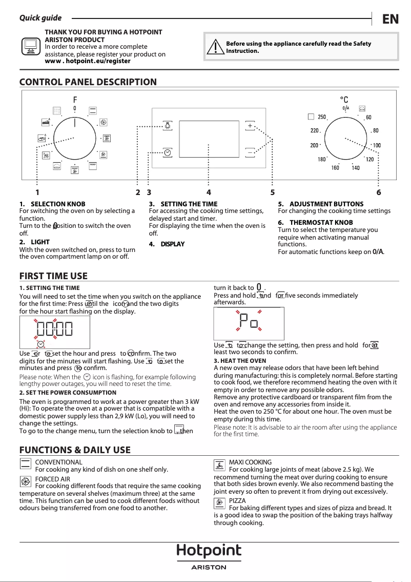 Page n°1 - Manuel utilisateur Hotpoint FA2 840 P IX HA