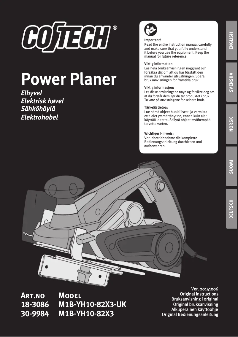 Image de la première page du manuel de l'appareil M1B-YH10-82X3