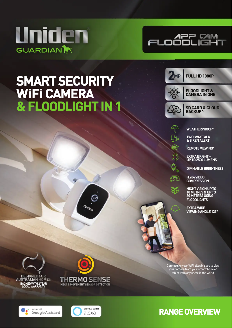 Page 1 de la notice Brochure Uniden App Cam Floodlight