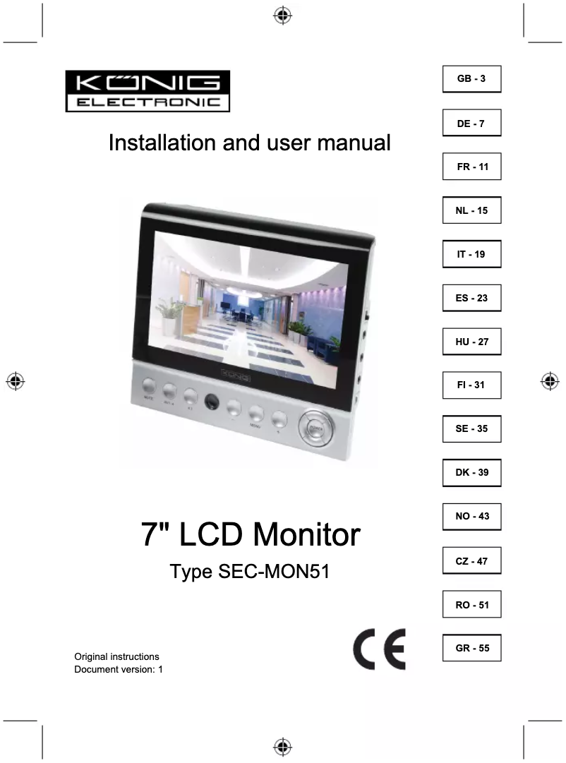 Page n°1 - Manuel utilisateur Konig SEC-MON51