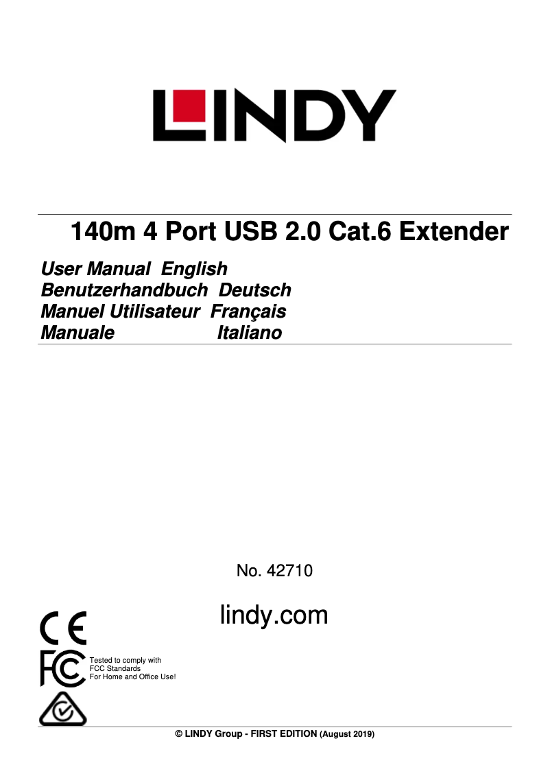 Page 1 de la notice Manuel utilisateur Lindy 42709