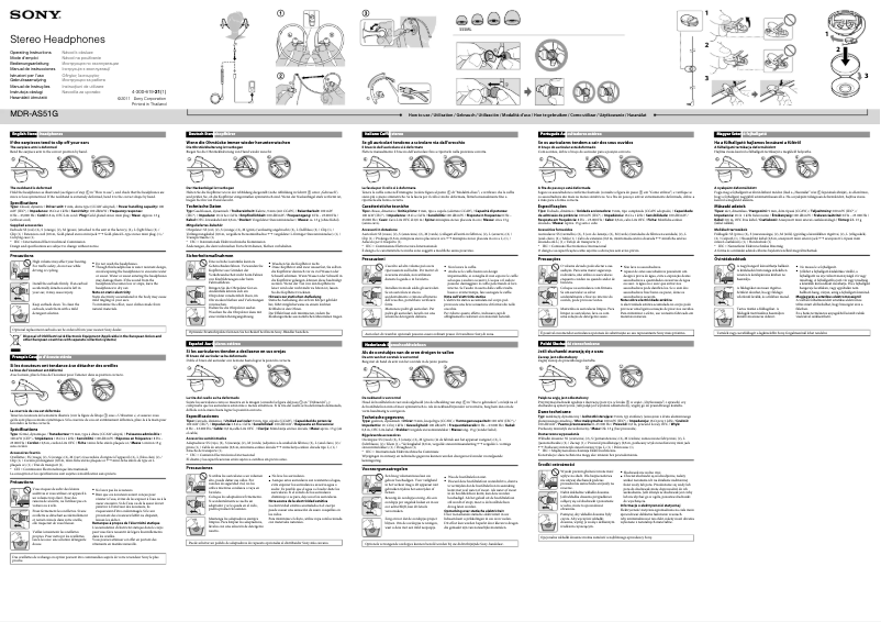 Page 1 de la notice Manuel utilisateur Sony MDR-AS51G