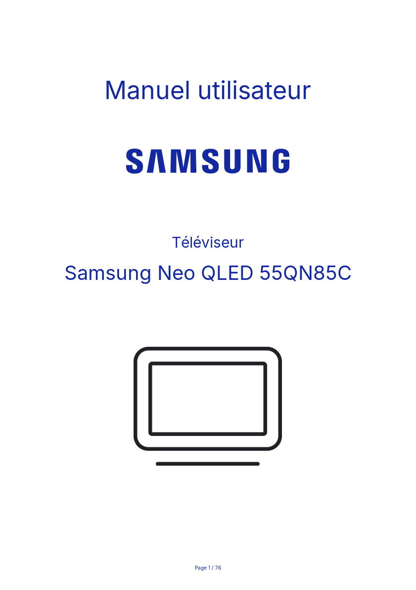 Image de la première page du manuel de l'appareil Neo QLED 55QN85C