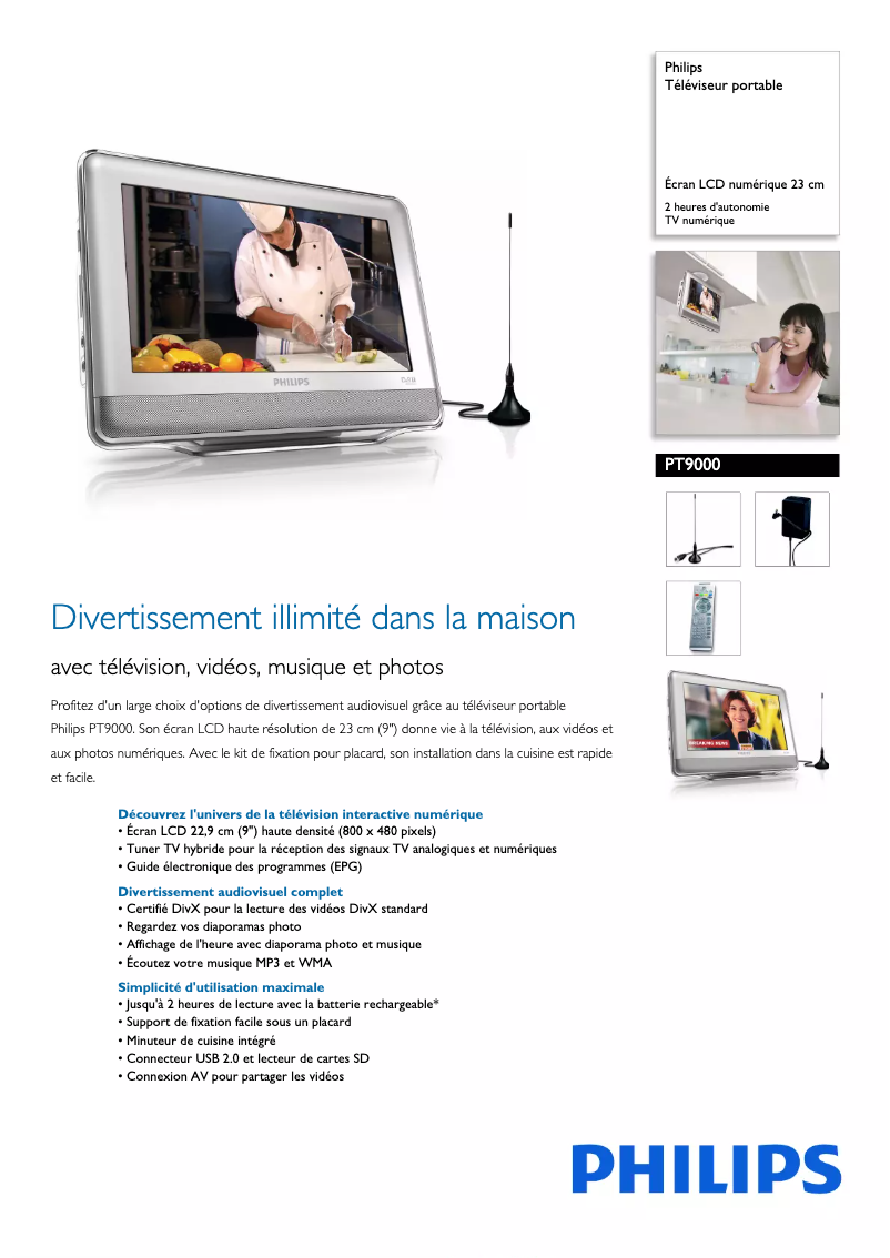 Page n°1 - Fiche technique Philips PT9000