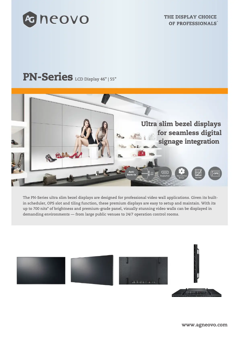Page 1 de la notice Fiche technique AG Neovo PN-46D