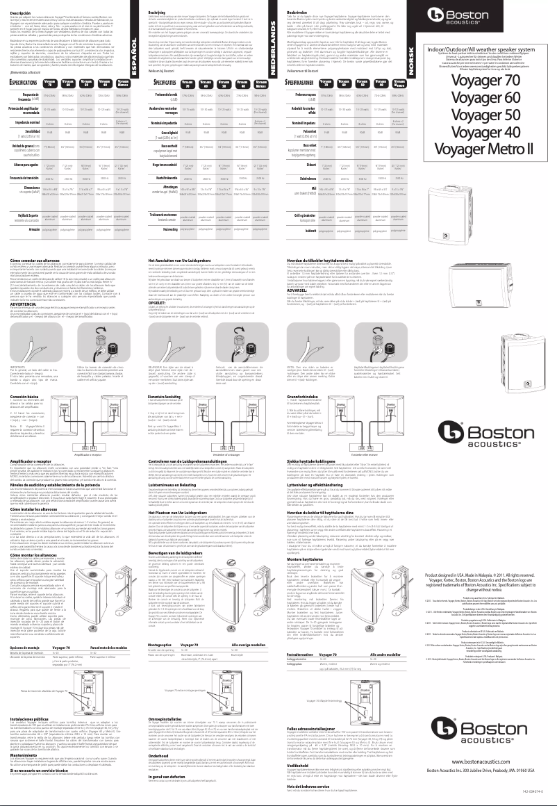 Page 1 de la notice Manuel utilisateur Boston Acoustics Voyager 70