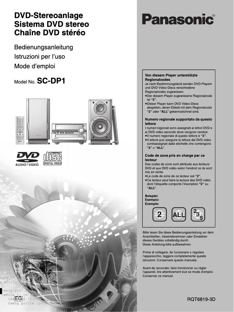 Page 1 de la notice Manuel utilisateur Panasonic SC-DP1