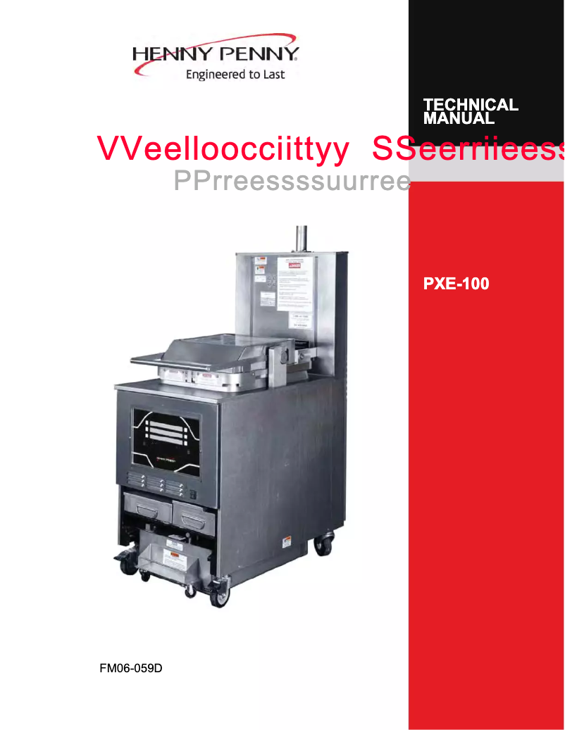 Page n°1 - Manuel utilisateur Henny Penny Velocity PXE-100