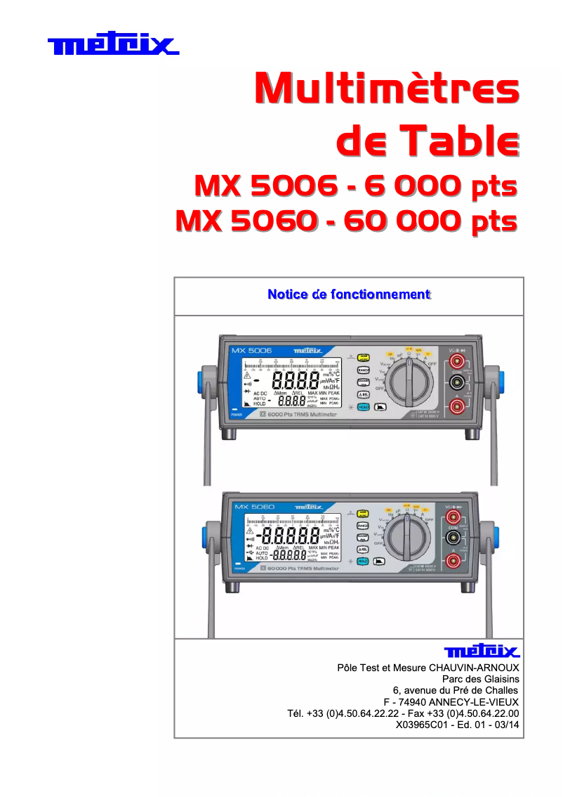 Image de la première page du manuel de l'appareil MX5060