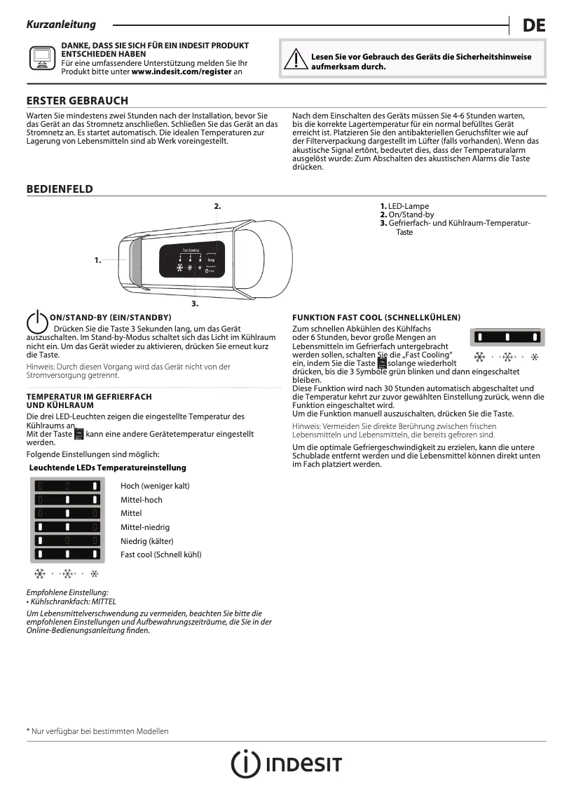 Page n°1 - Manuel utilisateur Indesit INSZ 18012