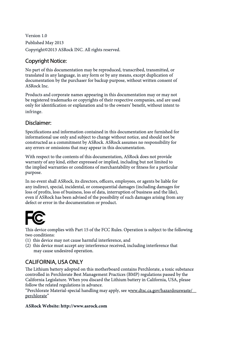 Page 1 de la notice Manuel utilisateur Asrock Q87M vPro