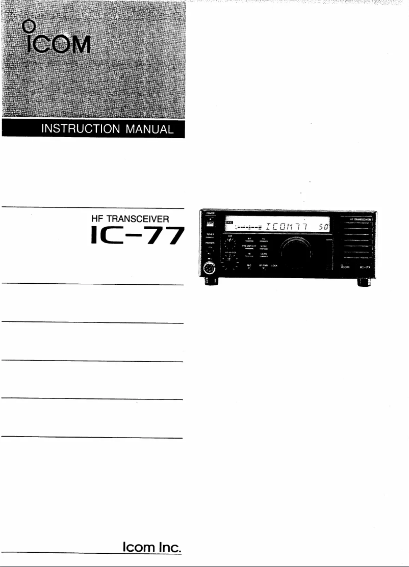 Image de la première page du manuel de l'appareil IC-77