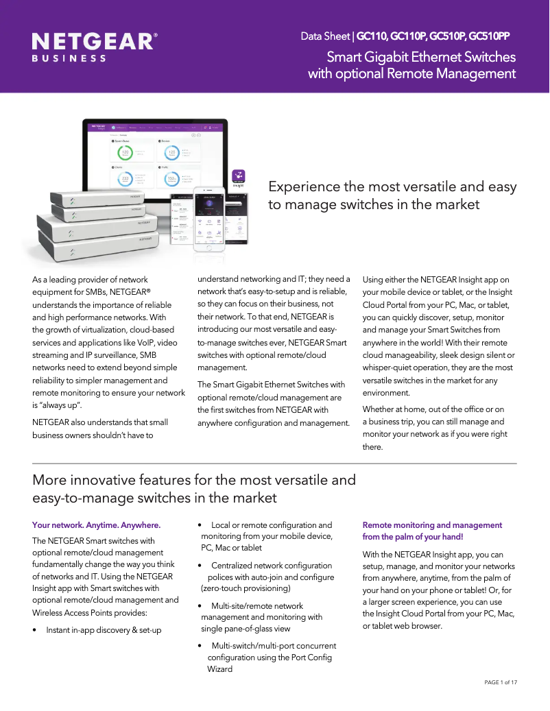 Page n°1 - Fiche technique Netgear GC510P