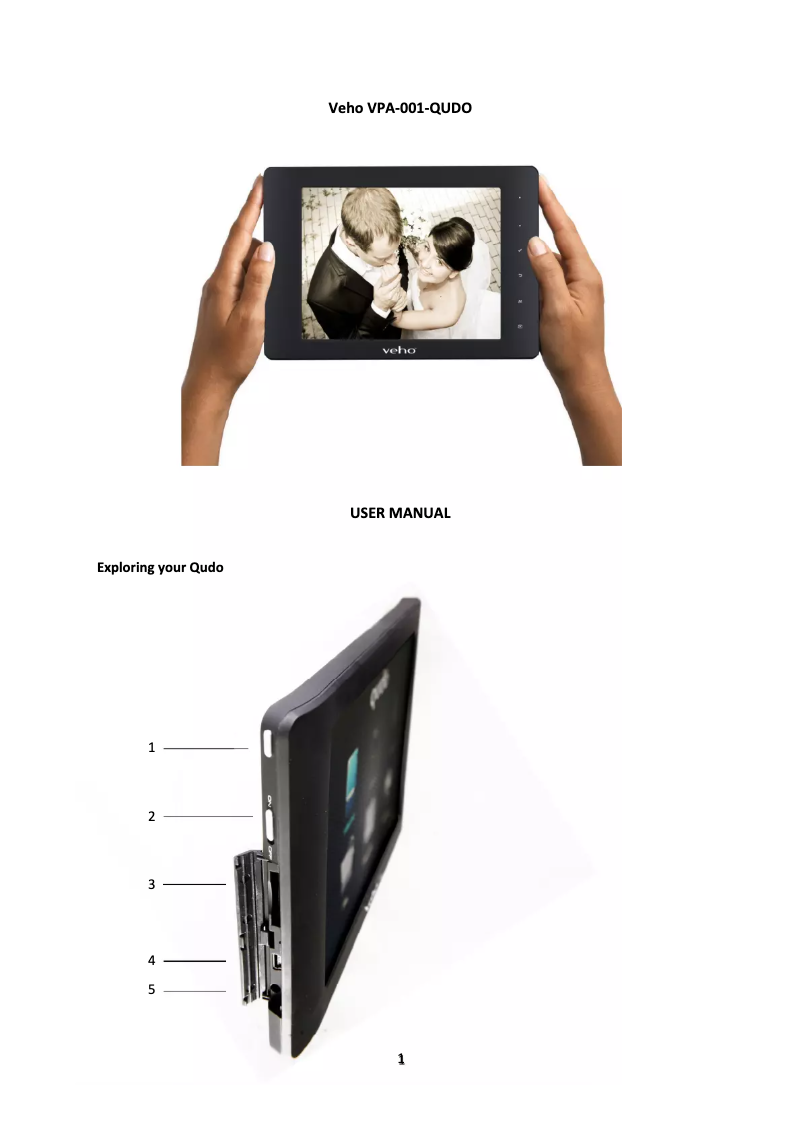 Page 1 de la notice Manuel utilisateur Veho VPA-001-QUDO