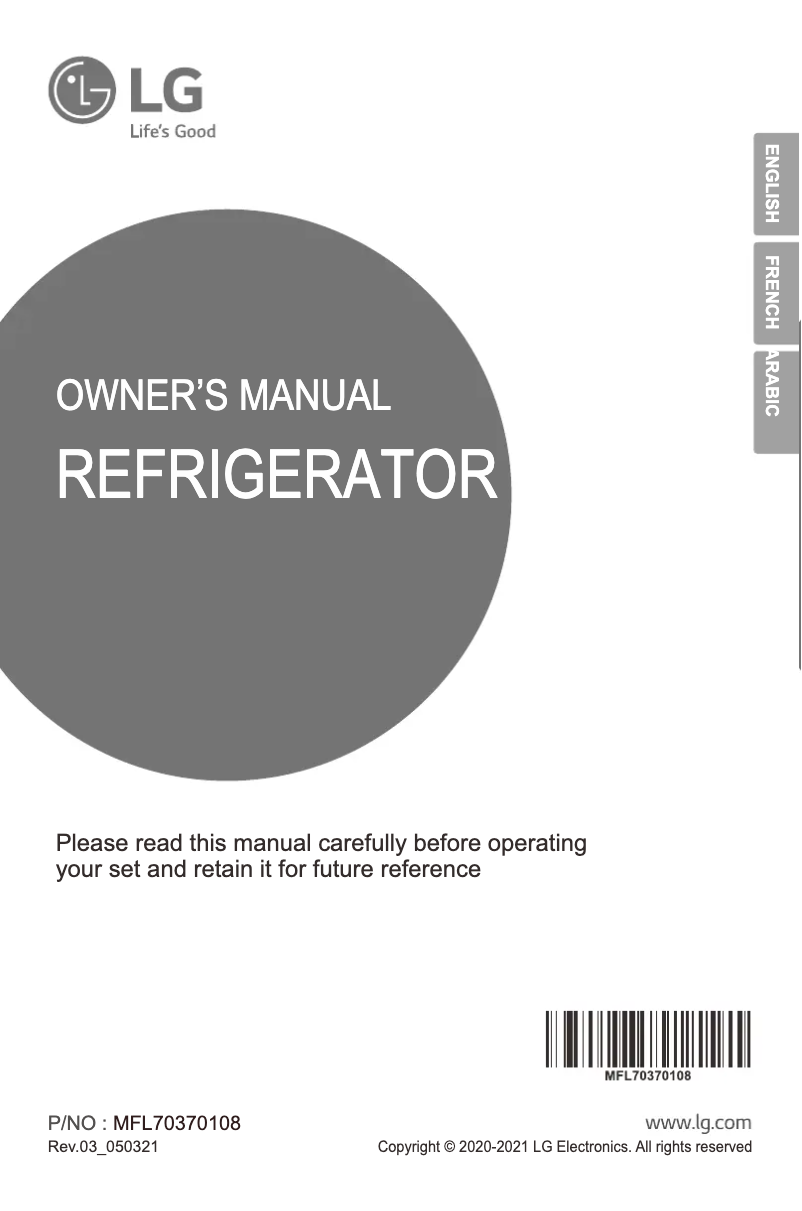 Page 1 de la notice Manuel utilisateur LG GL-C252SLBB