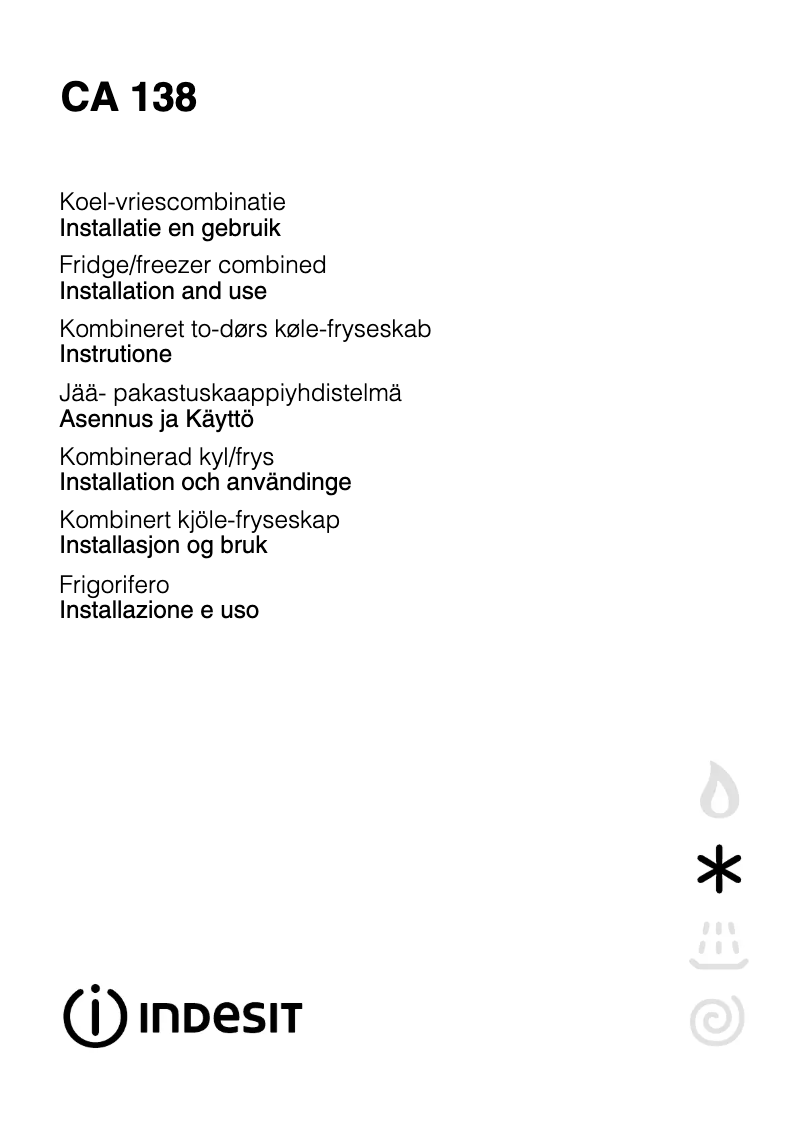 Page n°1 - Manuel utilisateur Indesit CA 138